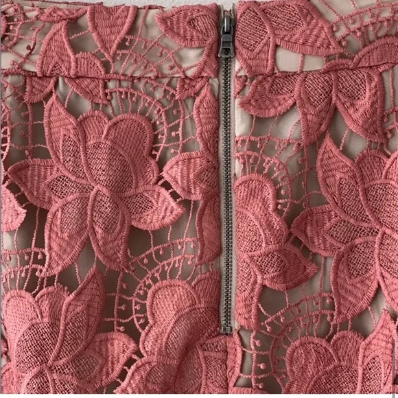 Alice + Oliva Lace Fringe Pink/Coral King Skirt back Zip Sz 0 - Picture 5 of 9